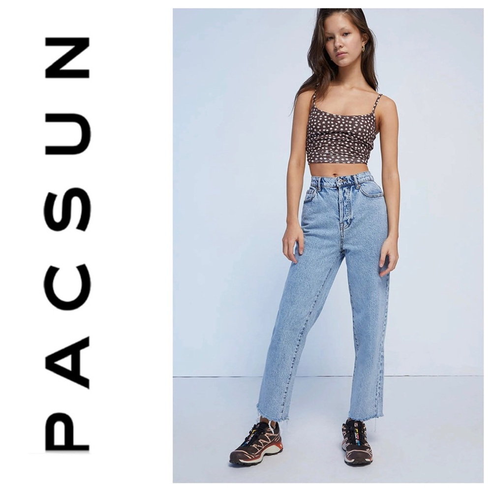 PACSUN Women’s Jeans Light Wash High Waisted Straight Leg Size 30 Short Raw Hem